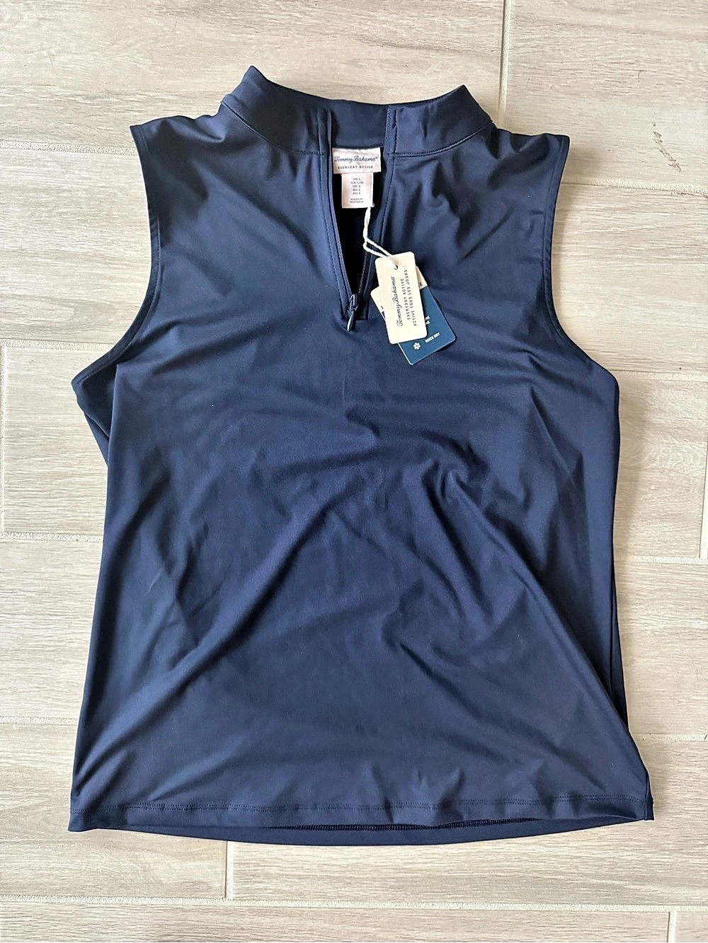 Tommy Bahama IslandZone Top Sleeveless Quarter-Zip Blue Large